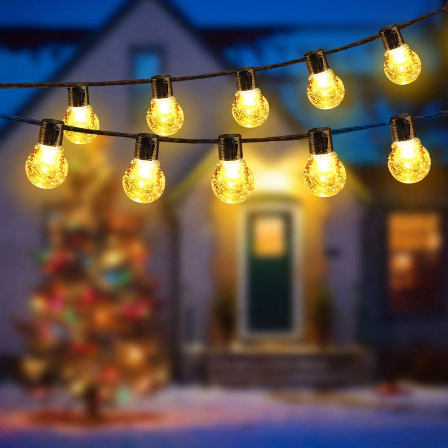 مصابيح كروية خارجية تعمل بالطاقة الشمسية LED بتصميم عتيق G45 مقاومة للماء
