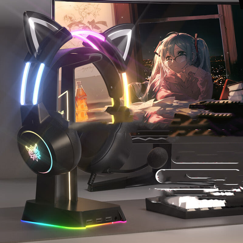 Wired Gaming Headset with LED Light-Emitting Microphone