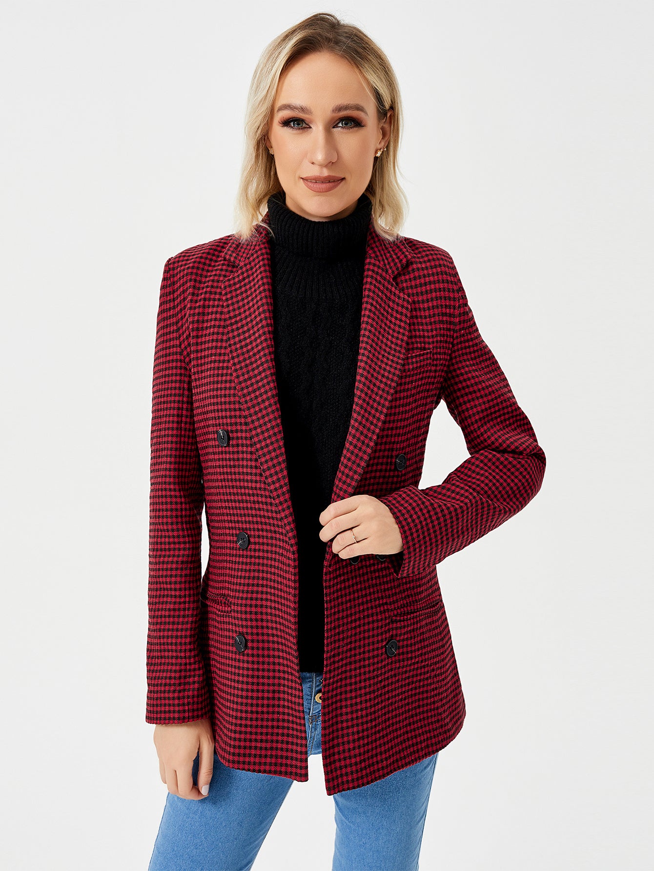 Veste blazer décontractée pour femme, manches longues, style bureau, col à revers