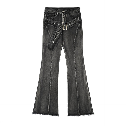 Jeans Women's Frayed Flared Pants Stretch Pants