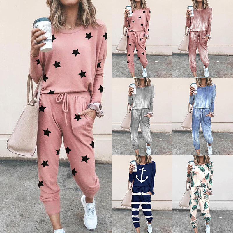 Women's Polyester Casual Printed Suit with Shirt and Pants