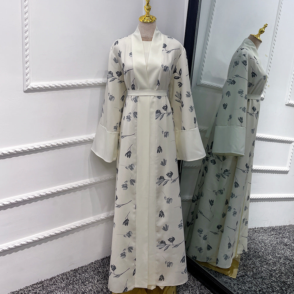 Moyen-Orient Dubaï Combinaison Robe Unie en Coton Mélangé Turc