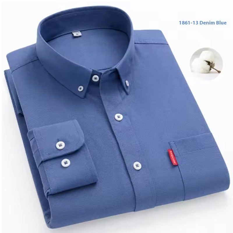 Pure Cotton Washed Oxford Slim Fit Men’s Shirt Long Sleeve