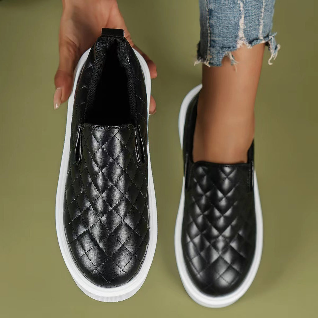 Chaussures plates en cuir à plateforme écossaises pour femmes