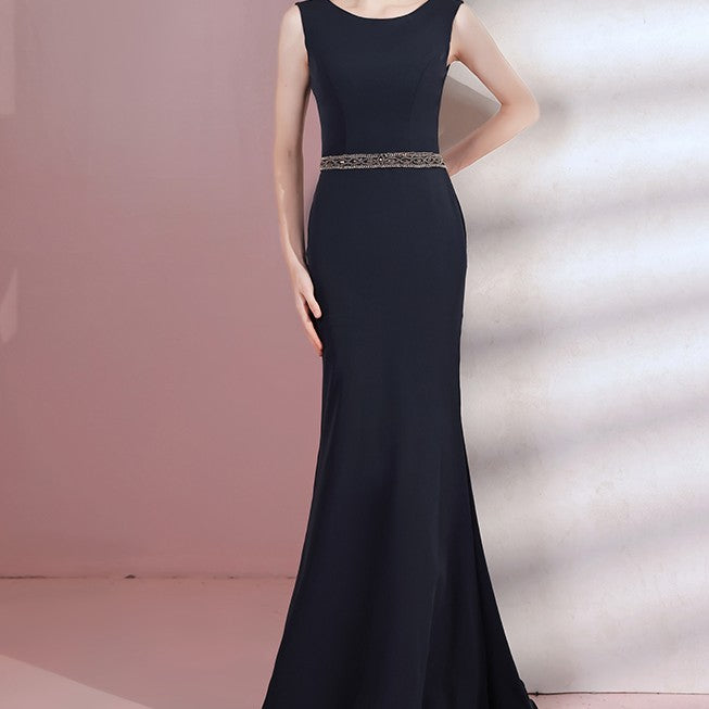 Robe longue Banquet Celebrity Gas Field Queen avec châle sirène, bleu-vert, polyester