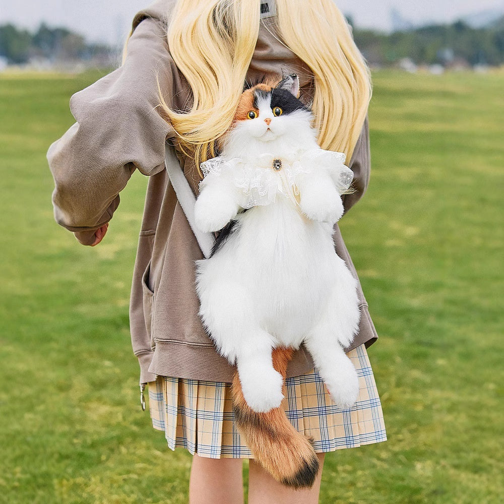 Three Flower Cat Plush Toy Simulation Backpack