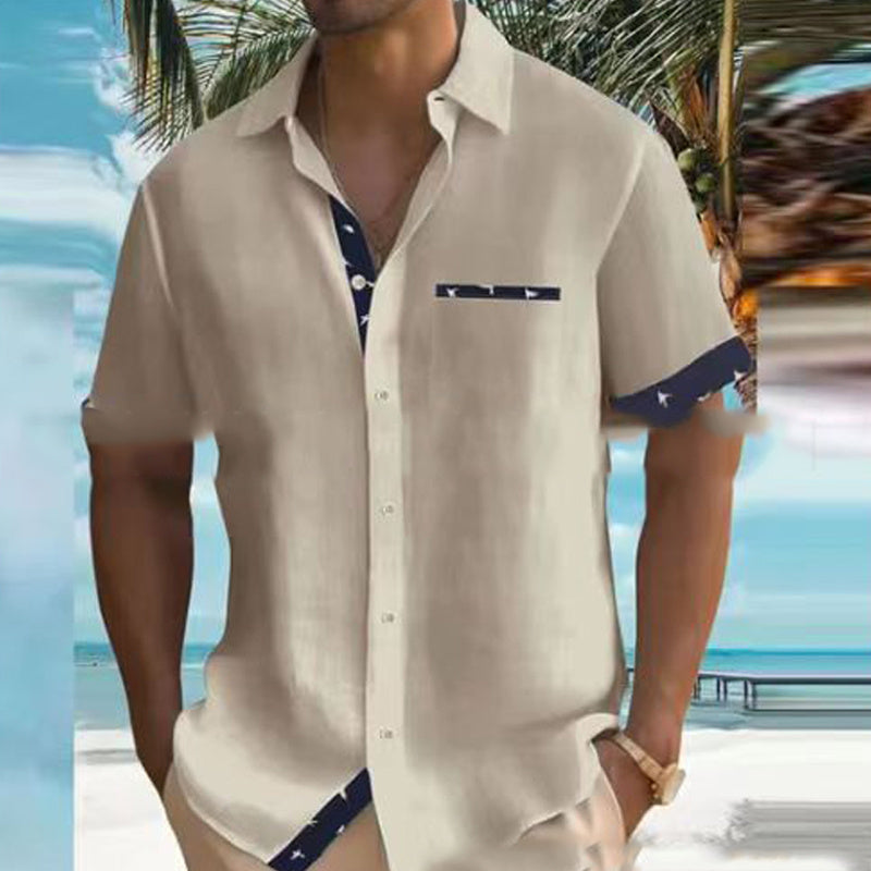 Summer Men's Casual Lapel Shirt with Fashion Printing