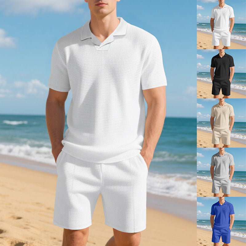 Loose Polo Shirt and Shorts Casual Set Short Sleeve