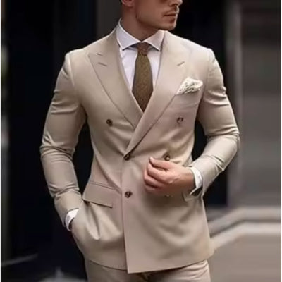 Men's Slim Fit Two-Piece Business Casual Suit Set