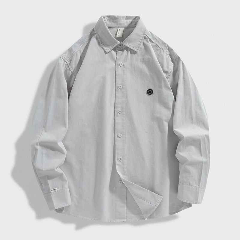 Chemise en coton à manches longues pour homme, style rétro minimaliste, printemps