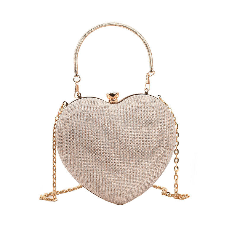 Heart-Shaped Acrylic Crossbody Bag with Chain – Small Peach Handheld 17cm