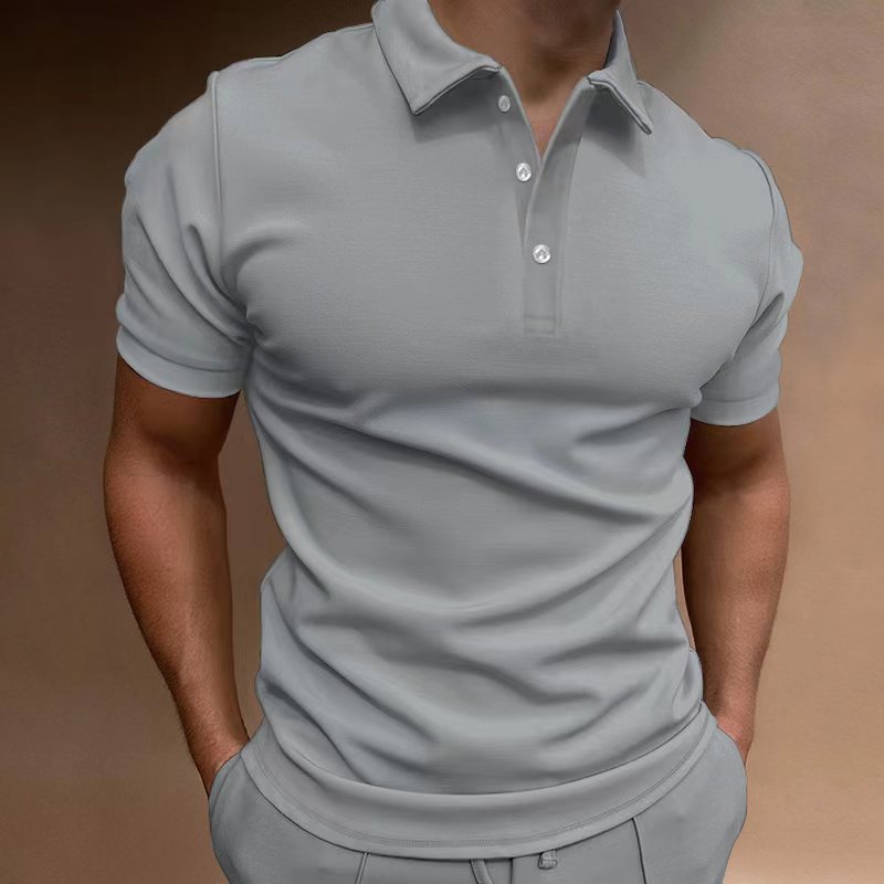 Men's Loose Cotton Blend Button T-Shirt, Short Sleeve, Multiple Colors