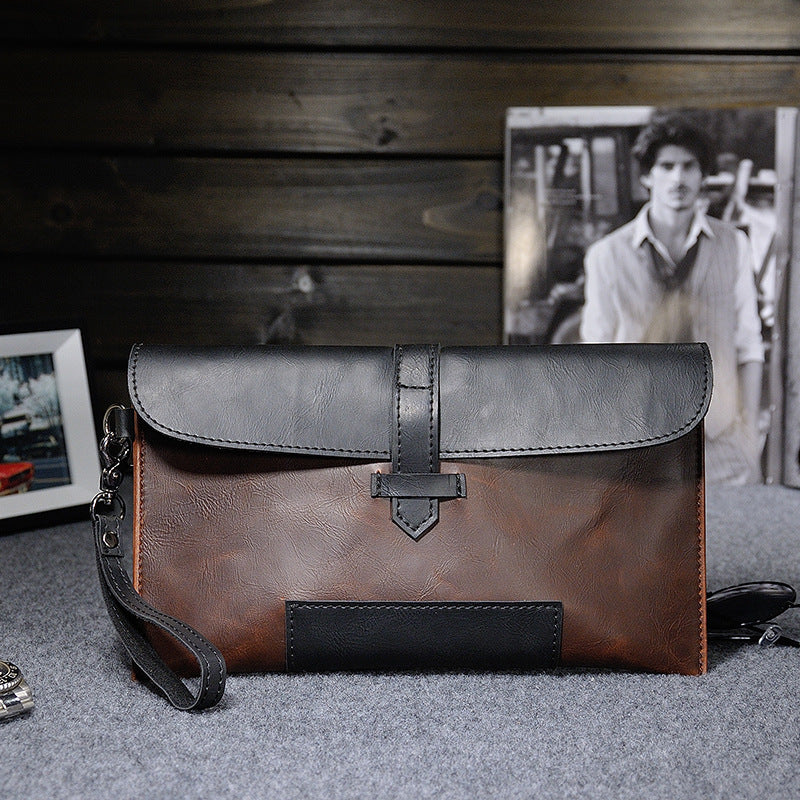 Men's Retro Crazy Horse PU Leather Clutch 26x16cm
