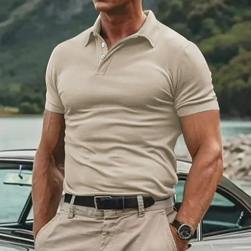 Chemise unie décontractée à manches courtes pour hommes