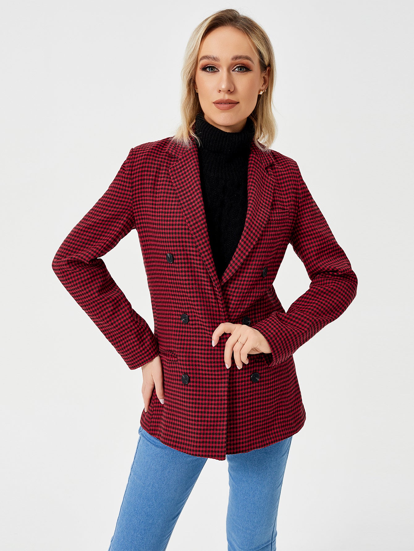 Veste blazer décontractée pour femme, manches longues, style bureau, col à revers
