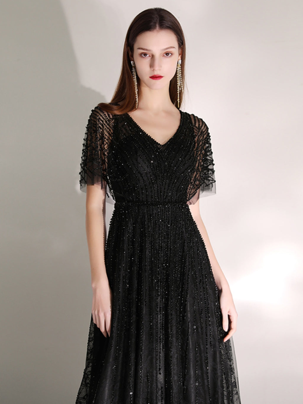 Women's Fashion Solid Color Black Polyester Dress
