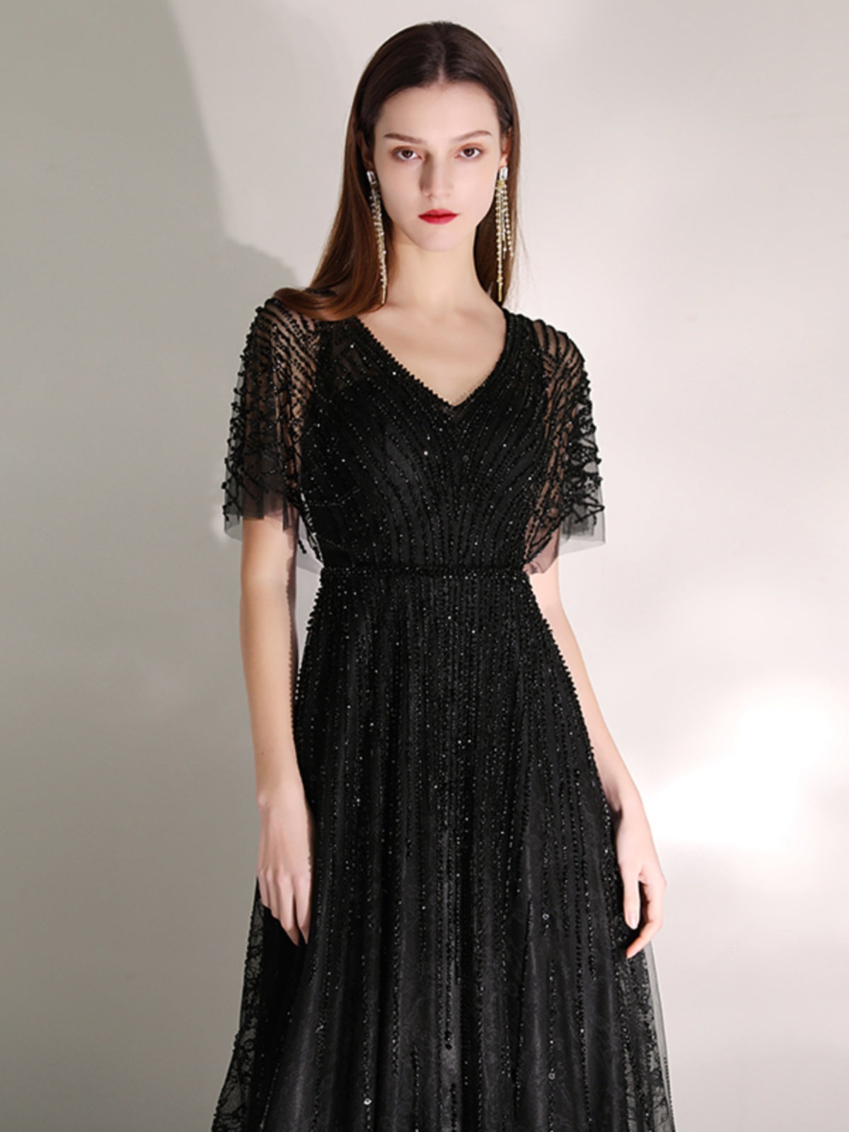 Women's Fashion Solid Color Black Polyester Dress