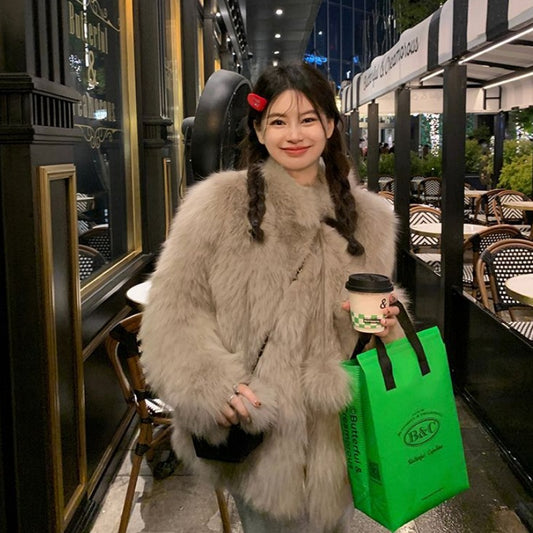 Slimming Fashion Fur Coat for Young Women