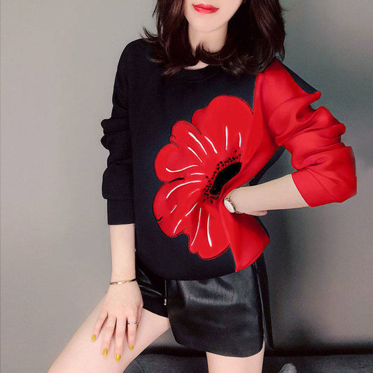 Long Sleeve Loose Lazy Round Neck Women's Top