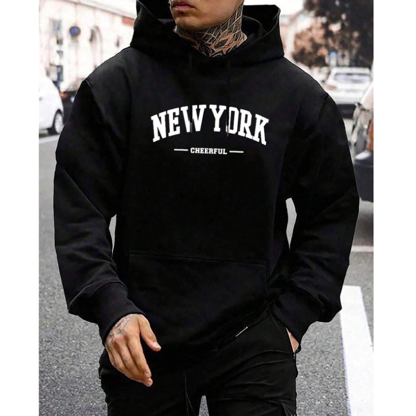 Men's Casual Retro Loose Hooded Pullover Sweater