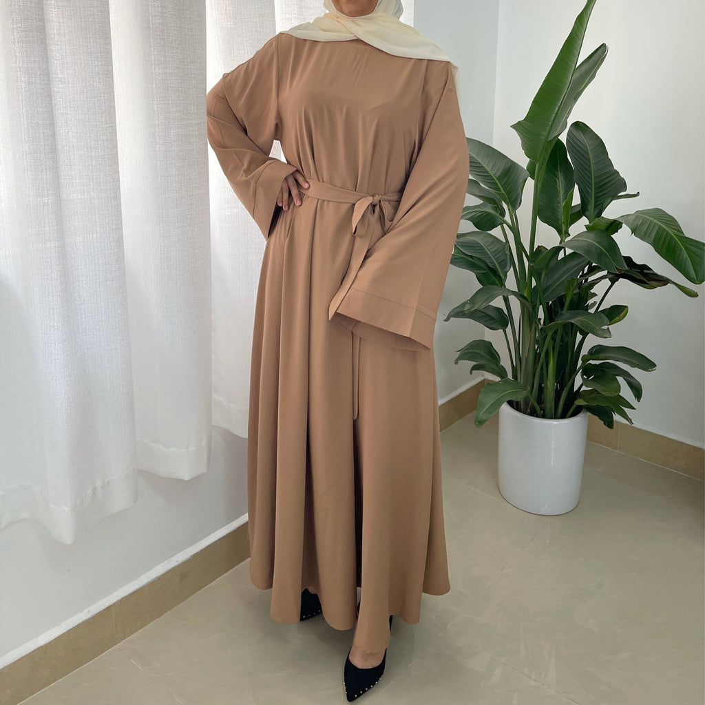Plus Size Elegant Muslim Long Sleeve Dress with Zipper