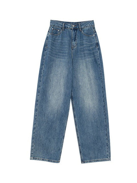 Women's Retro Blue High Waist Wide Leg Denim Jeans