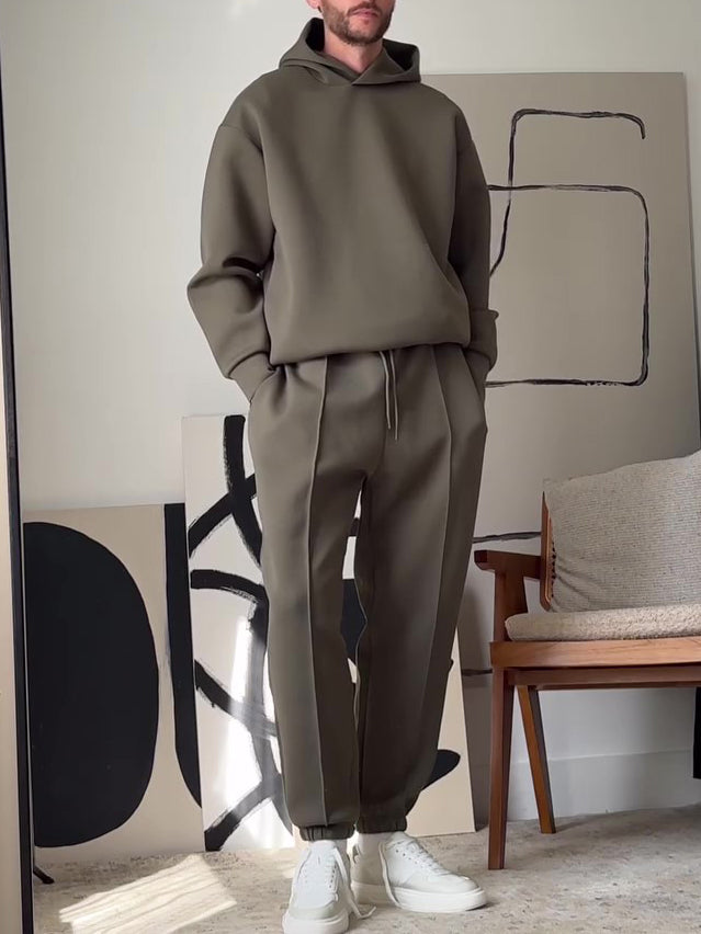 Ensemble Homme Survêtement Décontracté à Capuche et Pantalon Taille Élastique