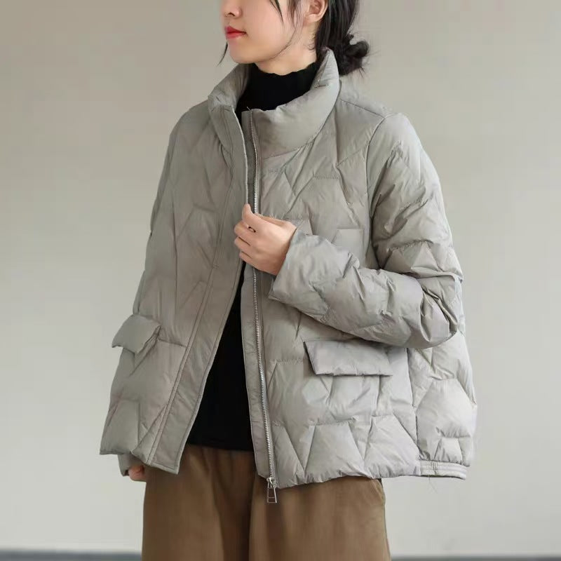 Pure Color All-Match Commuter Zipper Down Jacket