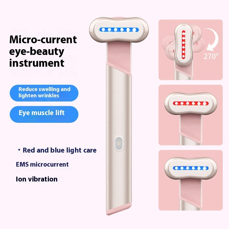 4-Color Electric Eye Massager with Red & Blue Light, Warmth & Vibration Therapy