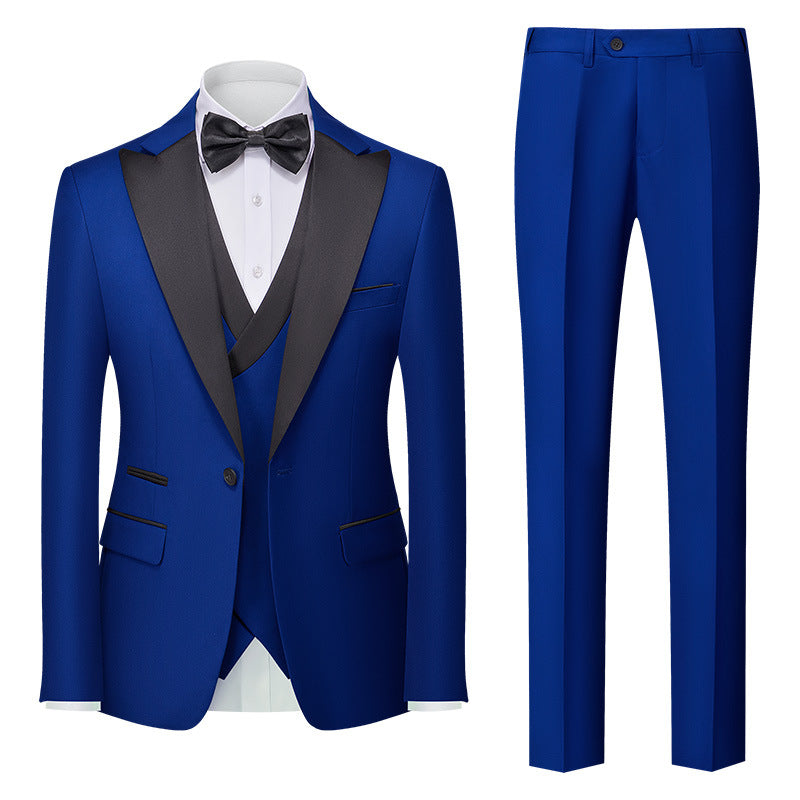Men's Slim-Fit Three-Piece Cotton Blend Suit