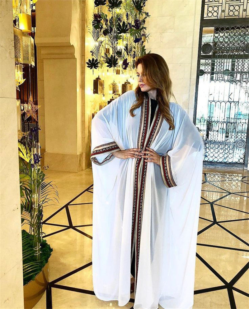 كارديجان نسائي من الشيفون المطرز فضفاض للحماية من الشمس لتغطية الشاطئ