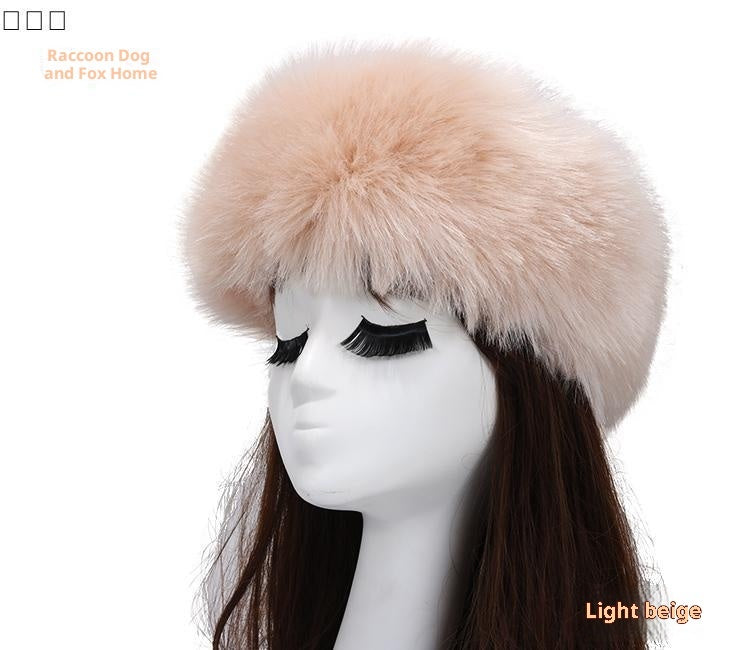 طوق رأس مرن من الفرو الصناعي بنقشة فرو الثعلب للنساء