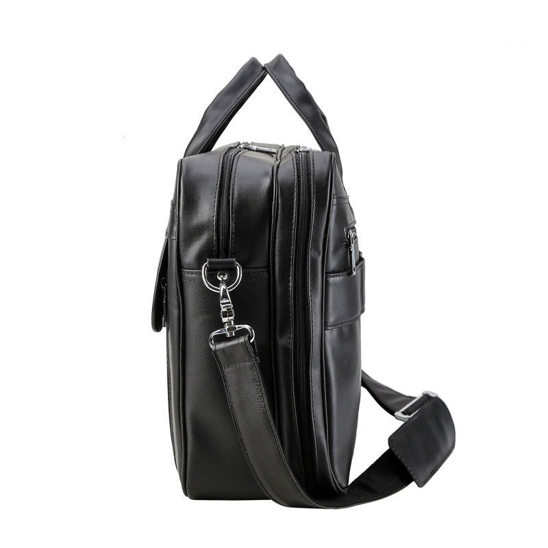 Sac d'ordinateur à main en cuir noir de grande capacité pour homme