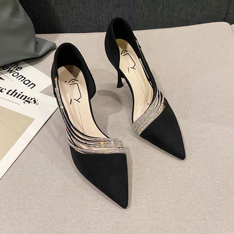 Spring Summer Rhinestone Pointed Stiletto High Heels