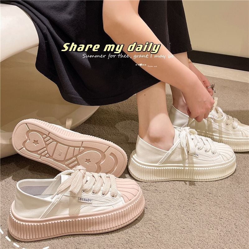 Chaussures basses Shell polyvalentes et chic pour étudiants en blanc et rose