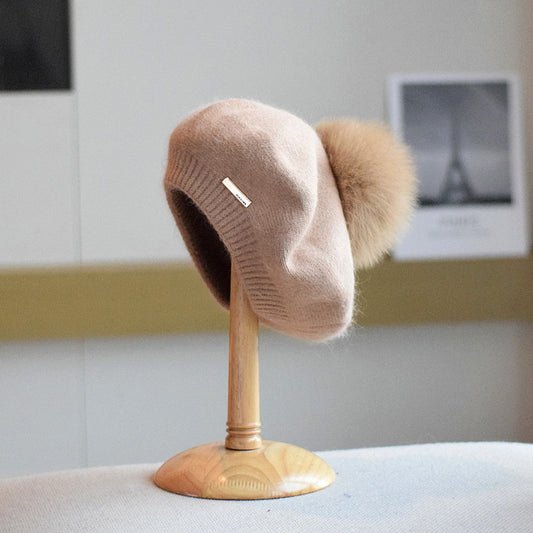 Japanese Style Angola Rabbit Fur Hat Women