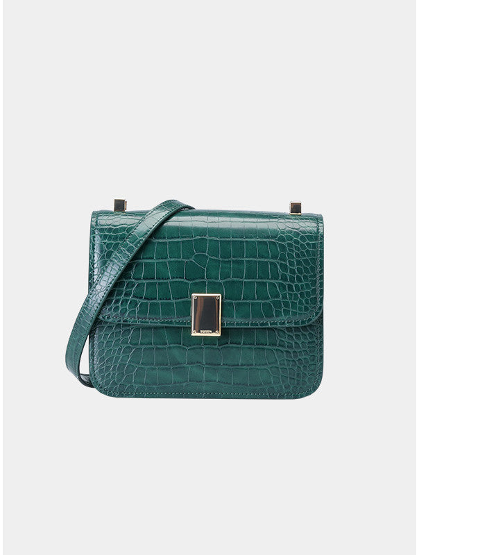 Pattern Women's PU Leather Crocodile Messenger Tofu Bag – Light Luxury, All-Match, Small & Large Sizes