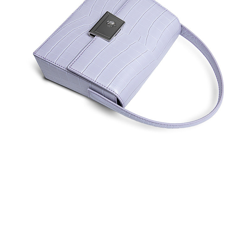Western Blue Cowhide Bag Soft Texture Spring Style 20cm