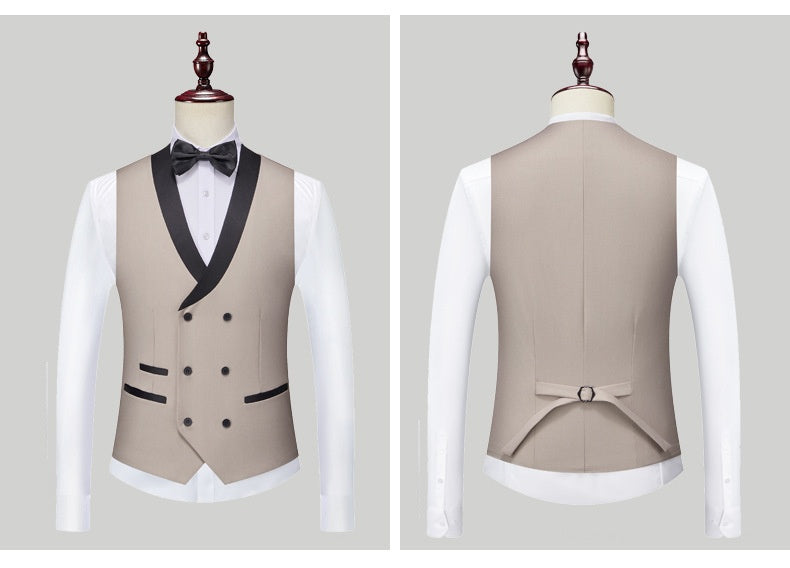 Men's Slim-Fit Three-Piece Cotton Blend Suit