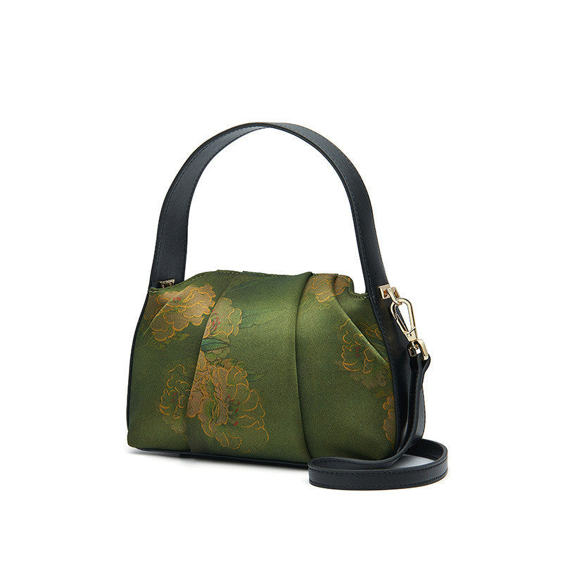 Women's Dark Green Mulberry Silk Messenger Bag