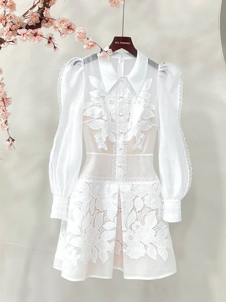 Embroidered Floral Jumpsuit Short A-line Skirt