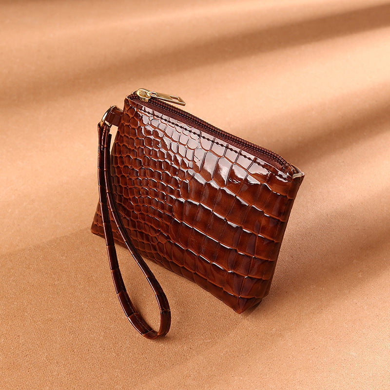 PU Leather Crocodile Pattern Solid Color Clutch Purse Bag
