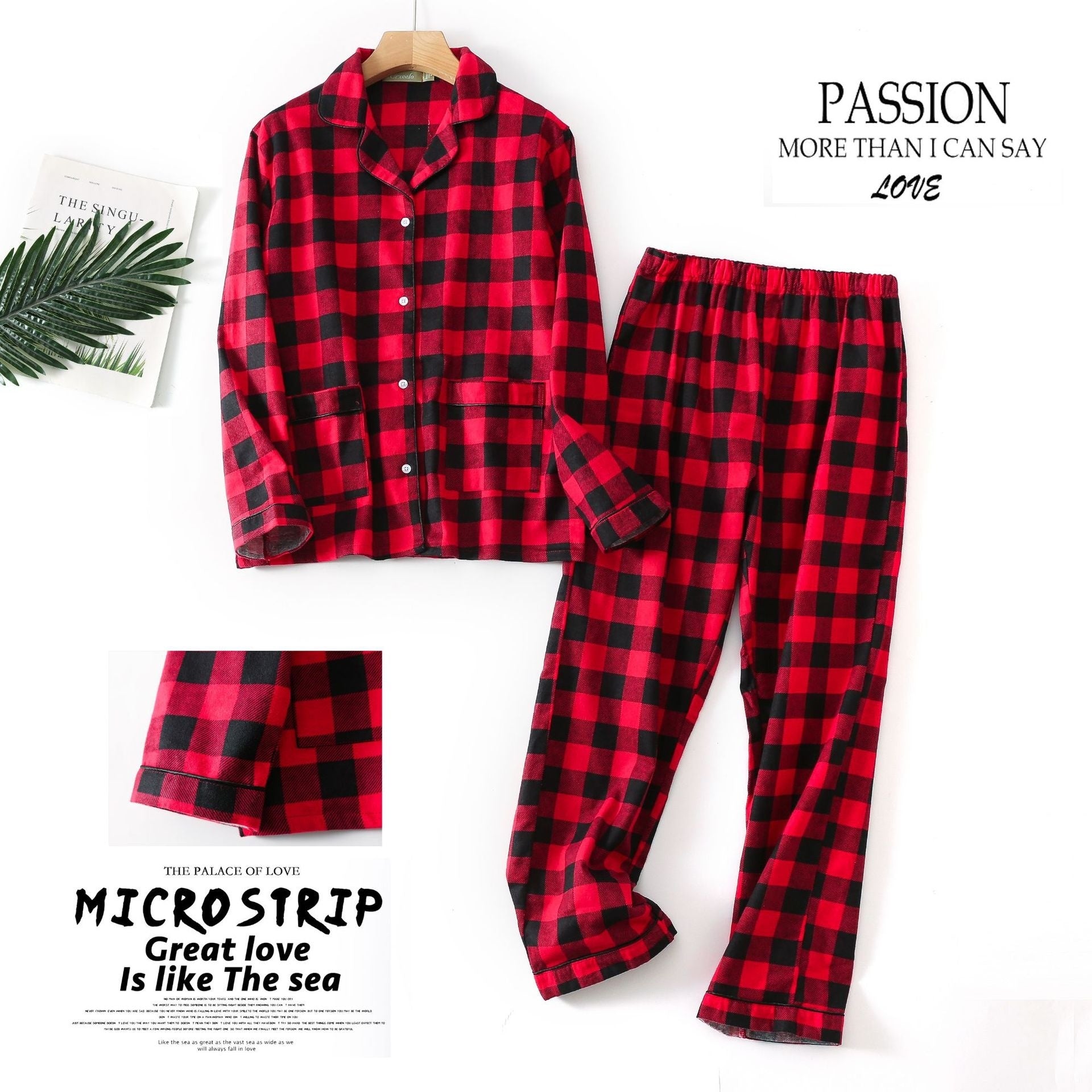 Ensemble de pyjama en flanelle à manches longues pour femme