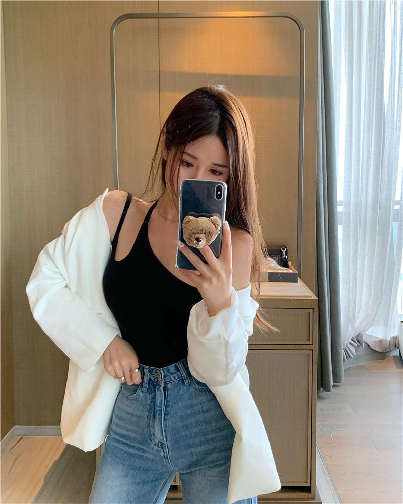 Irregularly Designed Small Suspender Body With Sleeveless Inner Vest