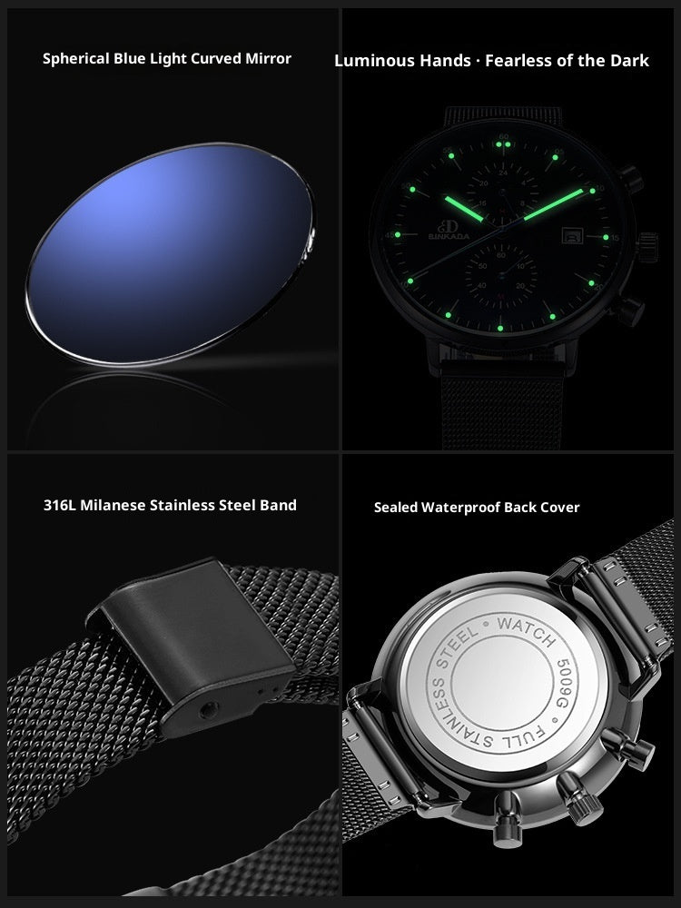 Luminous Waterproof Men's Quartz Sports Watch 40mm