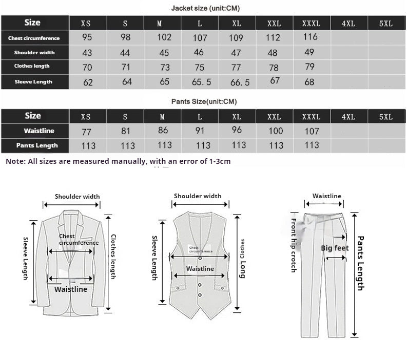 Shiny Black Men's 3-Piece Suit Set Slim Fit Wedding Groomsmen