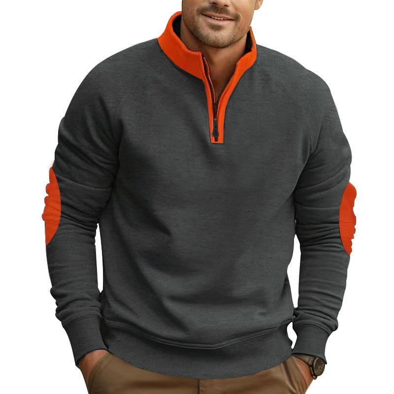 Stand Collar Half Zip Pullover Long Sleeve Coat