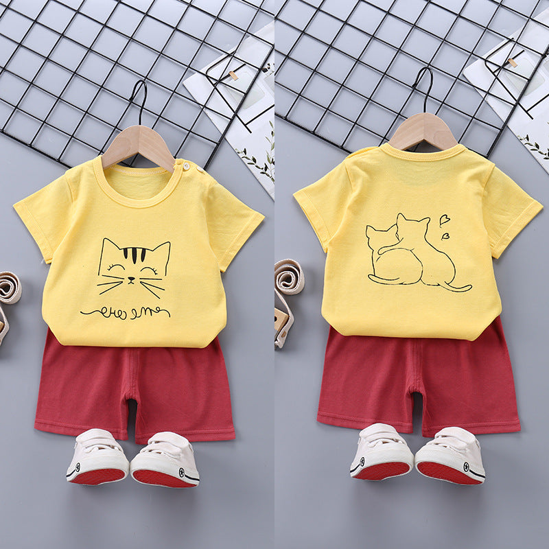 Children's Short-sleeved Suit Pure Cotton T-shirt Shorts