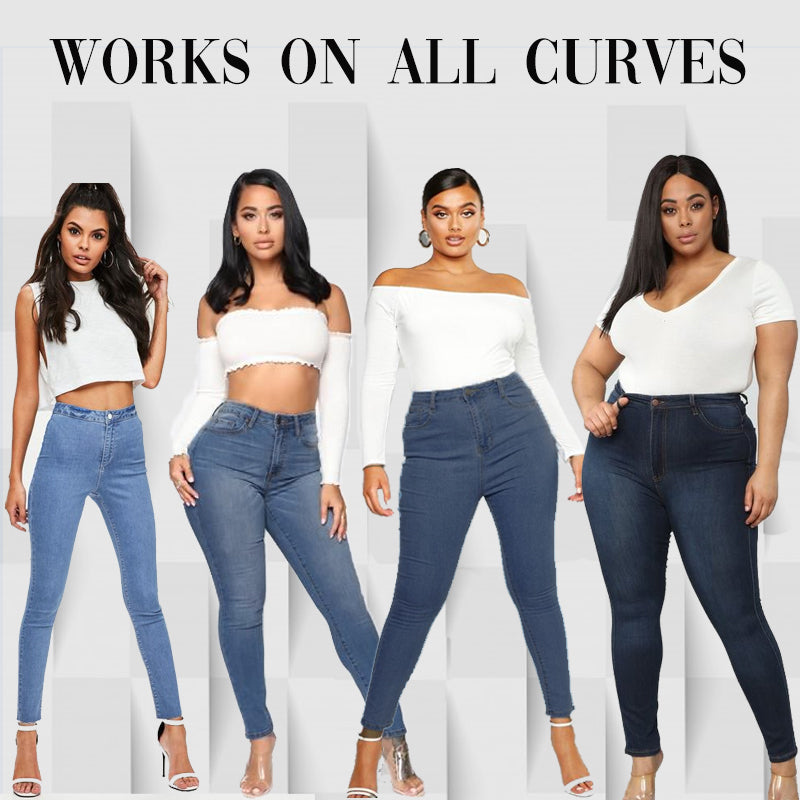 Pantalon en jean stretch coupe skinny taille haute avec fausses poches