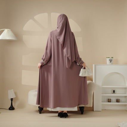 Manteau en satin du Moyen-Orient, jupe à poignets en diamant, robe